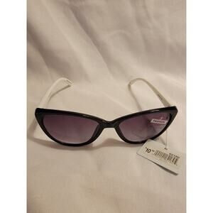 Piranha Lily Glossy Black Cat Eye Womens Sunglasses Black Frame White Arms 62180